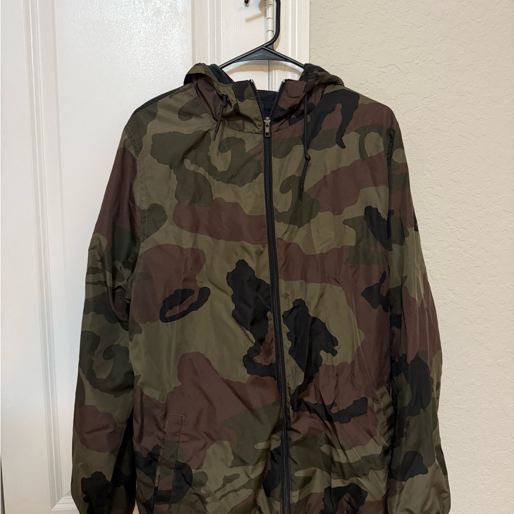 H&M Green and Brown Military Field Jacket with Hood